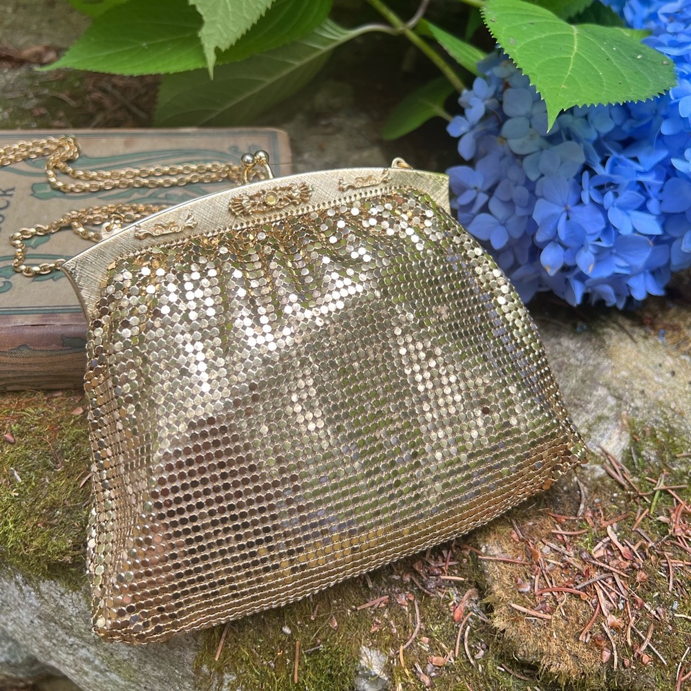 Vintage 1985 Whiting & Davis Gold Metal Mesh Mini Purse